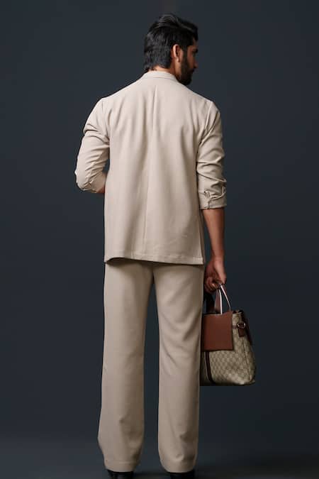 Niloufer By Aasif Ally Solid Double Breasted Blazer & Pant Set 