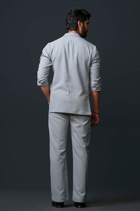 Niloufer By Aasif Ally Textured Double Breasted Blazer & Pant Set 