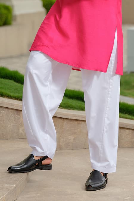 Niloufer By Aasif Ally_Fuchsia Silk Cut Work Embroidered Kurta Set _Online_at_Aza_Fashions