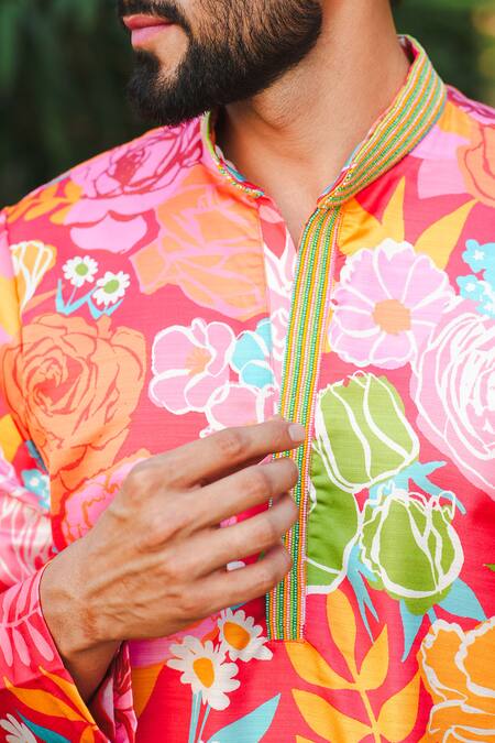 Buy Niloufer By Aasif Ally Multi Color Cotton Floral Printed Kurta Set Online at Aza Fashions Buy_Niloufer By Aasif Ally_Multi Color Cotton Floral Printed Kurta Set_Online_at_Aza_Fashions