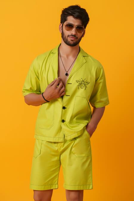 Niloufer By Aasif Ally Green Cotton Embroidery Minimal Thread Work Coord Set at Aza Fashions Niloufer By Aasif Ally_Green Cotton Embroidery Minimal Thread Work Coord Set _at_Aza_Fashions