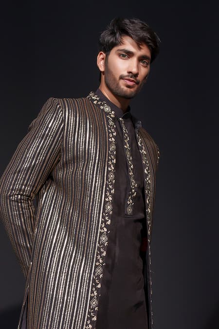 Buy Niloufer By Aasif Ally Black Georgette Sequins Jacket Set Online at Aza Fashions Buy_Niloufer By Aasif Ally_Black Georgette Sequins Jacket Set _Online_at_Aza_Fashions