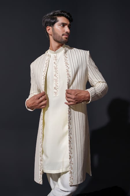 Niloufer By Aasif Ally Gold Sequence Georgette Kurta Set 