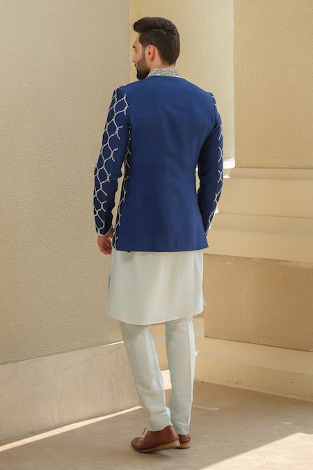 Niloufer By Aasif Ally Silk Embroidered Jodhpuri Set 
