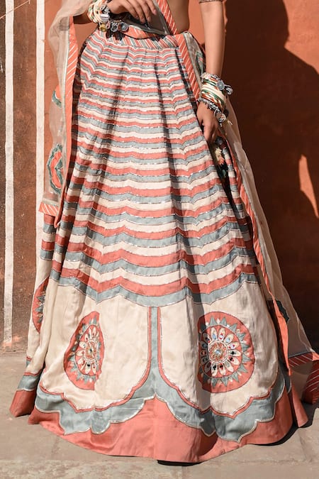 Buy Baise Gaba Multi Color Organza Tassels, Mirrors, Embroidery Square Neck Gota Lehenga Set Online at Aza Fashions Buy_Baise Gaba_Multi Color Organza Tassels, Mirrors, Embroidery Square Neck Gota Lehenga Set _Online_at_Aza_Fashions