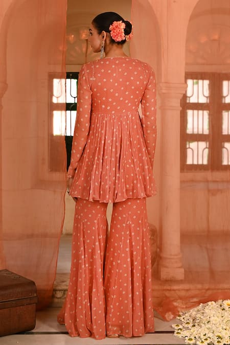 Baise Gaba Surajpole Peplum Top & Gharara Set 