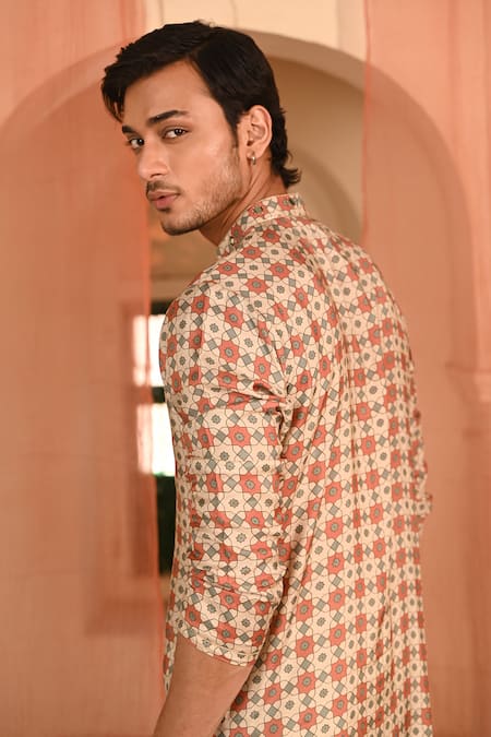 Baise Gaba Geometric Motif Printed Kurta Set 