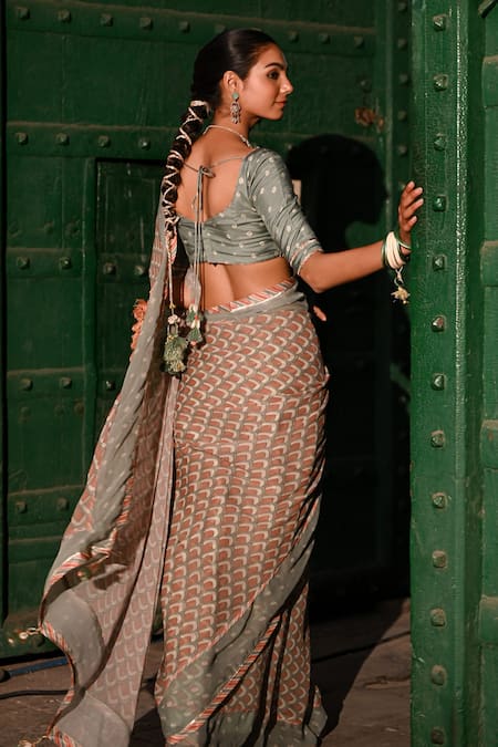 Baise Gaba Designer Printed Saree With Unstitched Blouse 