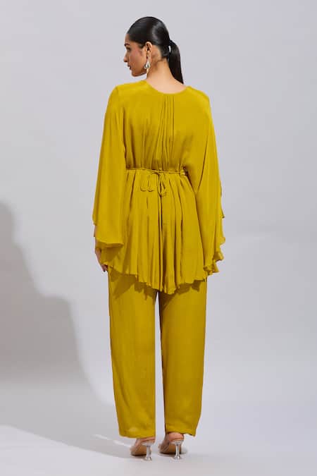 Samyukta Singhania Hand Embroidered Yellow Kurta Set