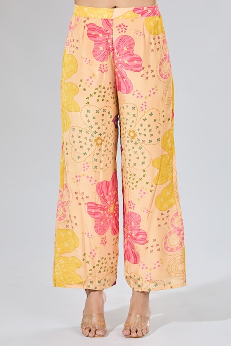 Samyukta Singhania_Multi Color Cotton Embroidery V-neck Printed Kaftan And Pants Set _at_Aza_Fashions