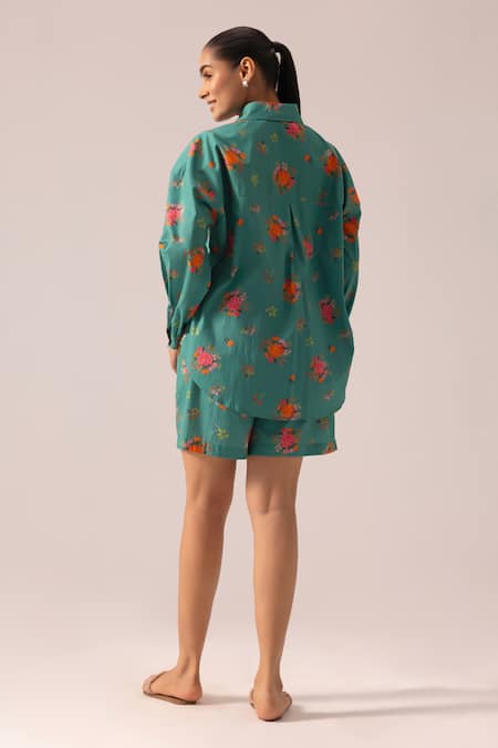 Label Shreya Sharma Floral Print Cotton Shirt & Shorts Set 