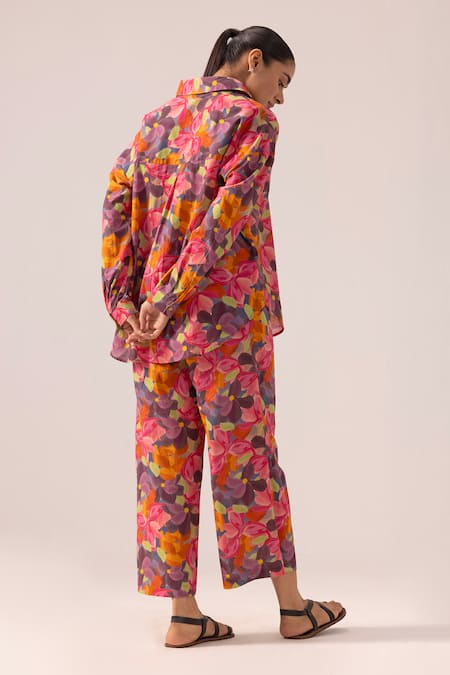 Label Shreya Sharma Multicolor Printed Cotton Shirt & Pant Set 