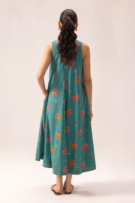 Label Shreya Sharma Floral Print Sleeveless Midi Dress 