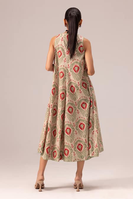 Label Shreya Sharma Printed Cotton Sleeveless Midi Dress 