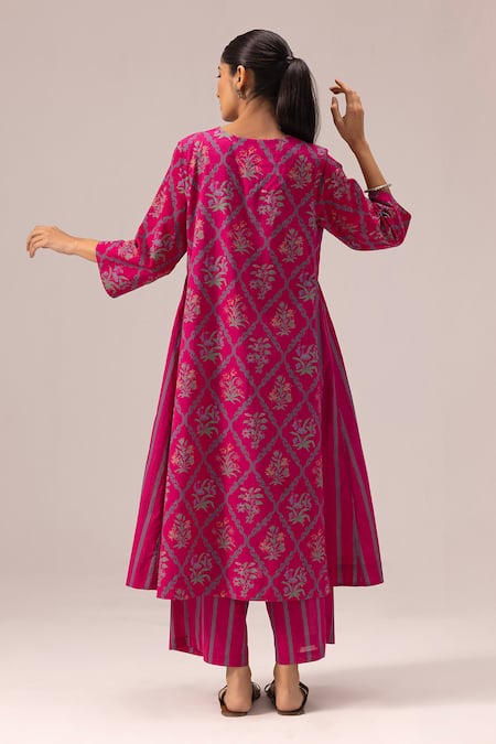 Label Shreya Sharma Printed Cotton Choga Kurta & Pant Set 