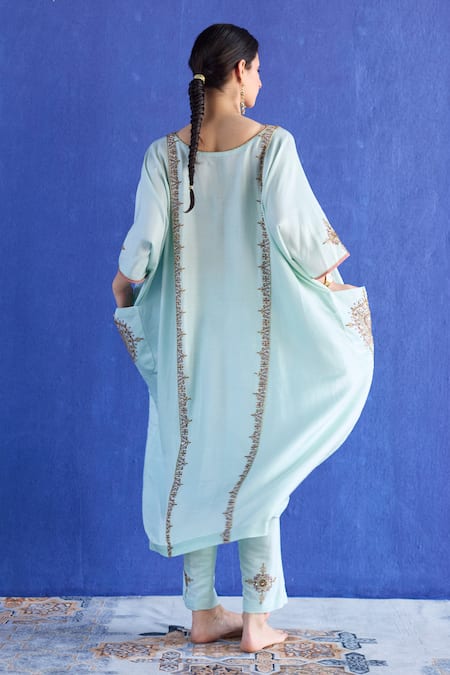 Sarang Kaur Blue Bindi Kaftan Suit 