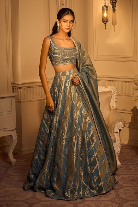 Aariyana Couture Paisley Woven Motifs Lehenga Set 