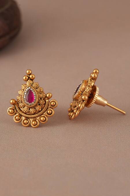 Smars Jewelry Gold Plated Stones Antique Ruby Mangalsutra Set Online at Aza Fashions Smars Jewelry_Gold Plated Stones Antique Ruby Mangalsutra Set _Online_at_Aza_Fashions