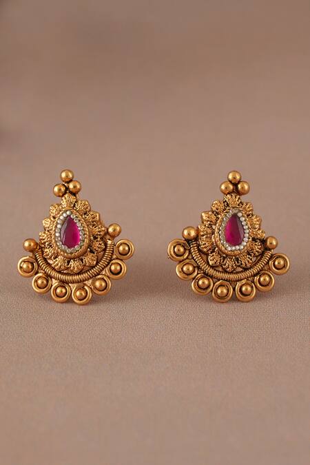 Shop Smars Jewelry Gold Plated Stones Antique Ruby Mangalsutra Set Online at Aza Fashions Shop_Smars Jewelry_Gold Plated Stones Antique Ruby Mangalsutra Set _Online_at_Aza_Fashions