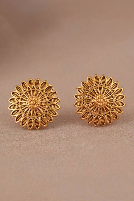 Buy_Smars Jewelry_Gold Plated Antique Floral Pendant Set _Online_at_Aza_Fashions