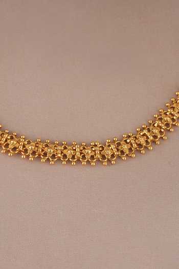 Shop_SMARS JEWELRY_Gold Plated Antique Choker And Earrings Set_Online_at_Aza_Fashions
