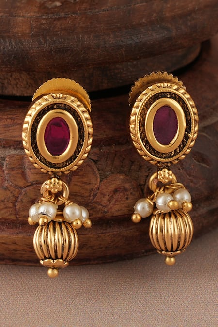 Smars Jewelry Gold Plated Pearls, Stones Antique Mangalsutra Set Online at Aza Fashions Smars Jewelry_Gold Plated Pearls, Stones Antique Mangalsutra Set _Online_at_Aza_Fashions