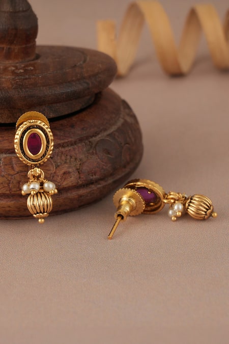 Shop Smars Jewelry Gold Plated Pearls, Stones Antique Mangalsutra Set Online at Aza Fashions Shop_Smars Jewelry_Gold Plated Pearls, Stones Antique Mangalsutra Set _Online_at_Aza_Fashions