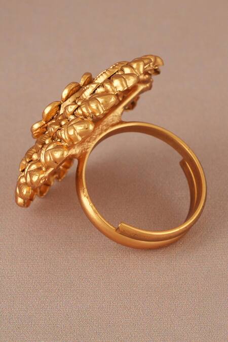 Smars Jewelry Gold Plated Antique Spiral Ruby Ring Online at Aza Fashions Smars Jewelry_Gold Plated Antique Spiral Ruby Ring _Online_at_Aza_Fashions