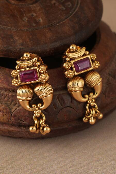 Buy SMARS JEWELRY Gold Plated Stones Antique Ruby Necklace Set Online at Aza Fashions Buy_SMARS JEWELRY_Gold Plated Stones Antique Ruby Necklace Set_Online_at_Aza_Fashions