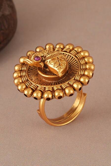 Smars Jewelry Gold Plated Peacock Antique Adjustable Ring Online at Aza Fashions Smars Jewelry_Gold Plated Peacock Antique Adjustable Ring _Online_at_Aza_Fashions