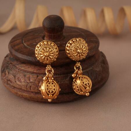 Smars Jewelry_Gold Plated Carved Ball Jewellery Set_at_Aza_Fashions