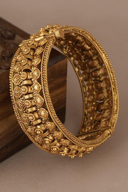 Smars Jewelry Antique Gold Openable Kada Bangle 