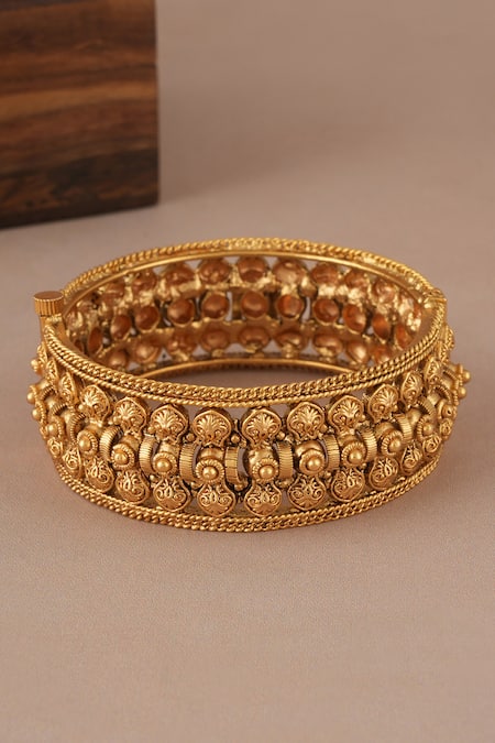 Smars Jewelry Gold Plated Zari Antique Openable Kada Bangle Online at Aza Fashions Smars Jewelry_Gold Plated Zari Antique Openable Kada Bangle _Online_at_Aza_Fashions