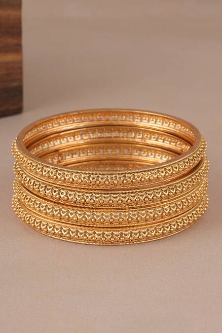 Smars Jewelry_Gold Plated Designer Bangle Set _Online_at_Aza_Fashions