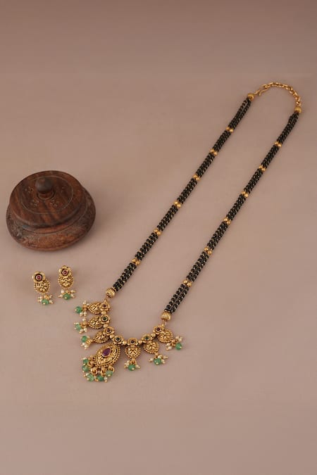 Smars Jewelry Antique Gold Stone Mangalsutra Set 