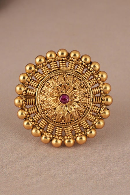 Shop Smars Jewelry Gold Plated Stones, Beads Antique Adjustable Finger Ring Online at Aza Fashions Shop_Smars Jewelry_Gold Plated Stones, Beads Antique Adjustable Finger Ring _Online_at_Aza_Fashions