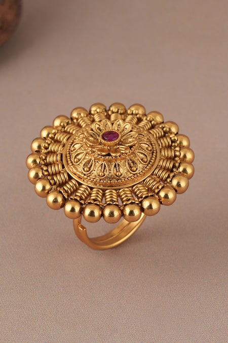 Smars Jewelry Antique Gold Adjustable Finger Ring 