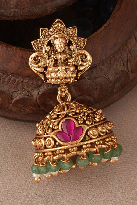 Smars Jewelry Gold Plated Stones, Beads Antique Maa Lakshmi Necklace Set Online at Aza Fashions Smars Jewelry_Gold Plated Stones, Beads Antique Maa Lakshmi Necklace Set_Online_at_Aza_Fashions