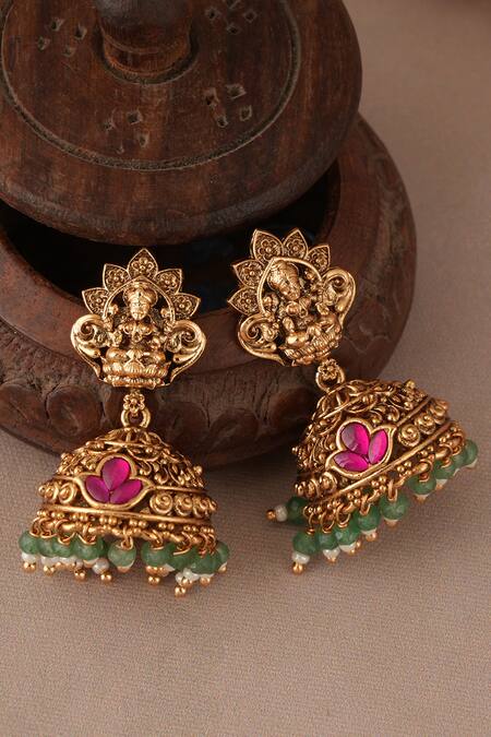 Buy Smars Jewelry Gold Plated Stones, Beads Antique Maa Lakshmi Necklace Set Online at Aza Fashions Buy_Smars Jewelry_Gold Plated Stones, Beads Antique Maa Lakshmi Necklace Set_Online_at_Aza_Fashions