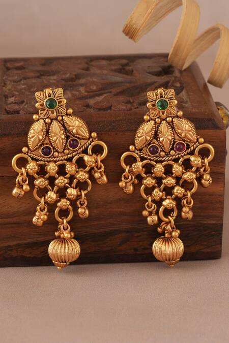 SMARS JEWELRY_Gold Plated Beads, Stones Antique Multicolor Choker Set_Online_at_Aza_Fashions