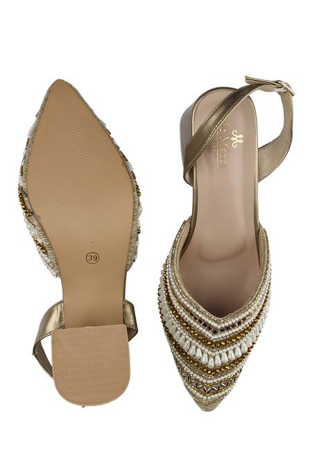 Sole Mates by Palak Gold Crystals, Pearls, Sequins, Mirrors Sultana White And Heels at Aza Fashions Sole Mates by Palak_Gold Crystals, Pearls, Sequins, Mirrors Sultana White And Heels_at_Aza_Fashions
