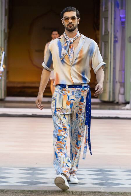 Buy_Mandira Wirk Resort_Multi Color Denim Printed Twill Trouser 