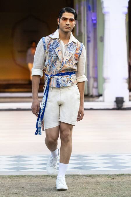 Buy_Mandira Wirk Resort_Multi Color Printed Laser Cut Jacket _Online_at_Aza_Fashions