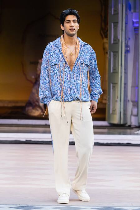 Mandira Wirk Resort Ivory Lycra Resort Trousers Online at Aza Fashions Mandira Wirk Resort_Ivory Lycra Resort Trousers _Online_at_Aza_Fashions