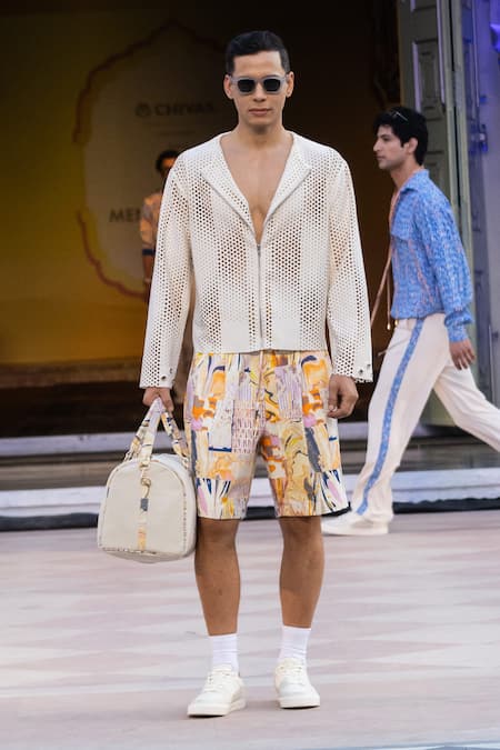 Mandira Wirk Resort Printed Denim Twill Shorts 