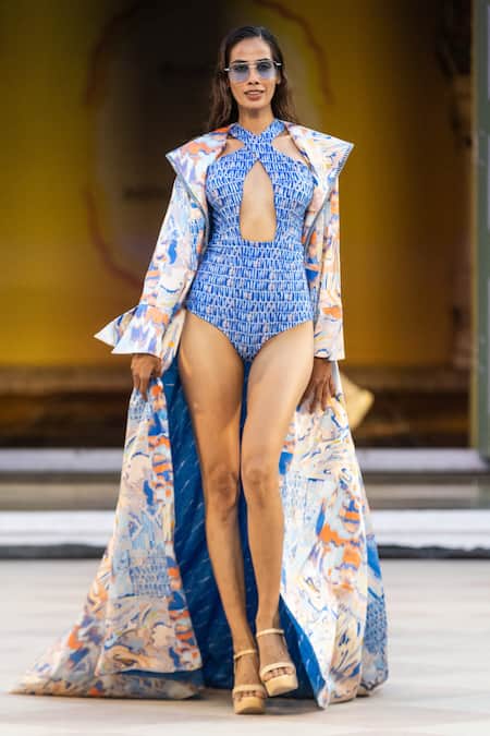 Mandira Wirk Resort Blue Ocean Bodysuit & Cape Set 