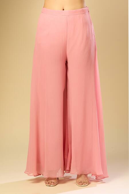 Buy Samyukta Singhania Pink Polyester, Georgette Embroidery Square Woven Floral Kurta And Palazzo Set Online at Aza Fashions Buy_Samyukta Singhania_Pink Polyester, Georgette Embroidery Square Woven Floral Kurta And Palazzo Set_Online_at_Aza_Fashions