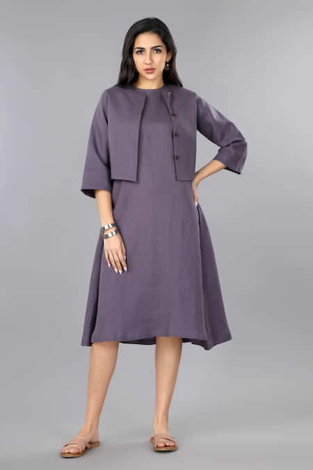 Gothilo Berry Purple Linen Jacket Dress 