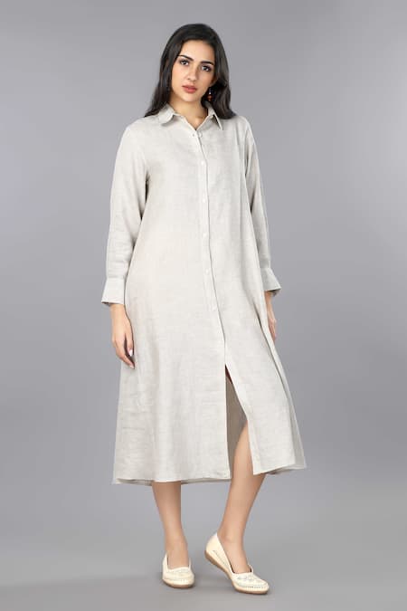 Gothilo Natural Linen Shirt Dress 