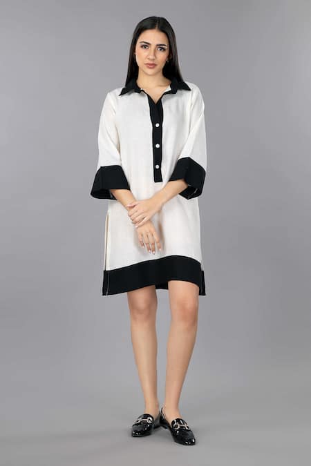 Gothilo Ivory Linen Shirt Dress 